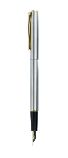 Diplomat Traveller Fountain Pen, Stainless Steel w/Gold, Medium Point, DD10057461
