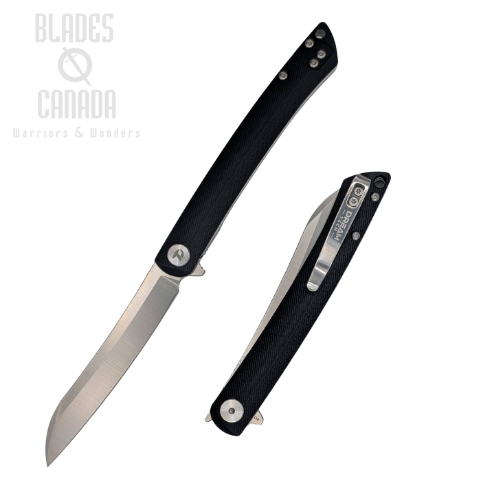 DreamTech Large Linerlock Flipper Knife, D2 Satin, G10 Black, D4224LB