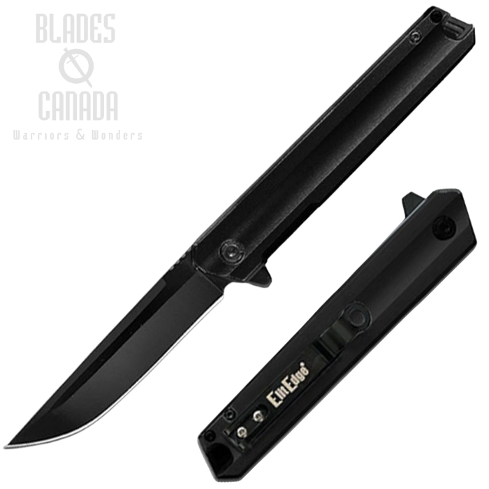 ElitEdge Flipper Folding Knife, Assisted Opening, Stainless Black, Aluminum Black, EE10A115BKB