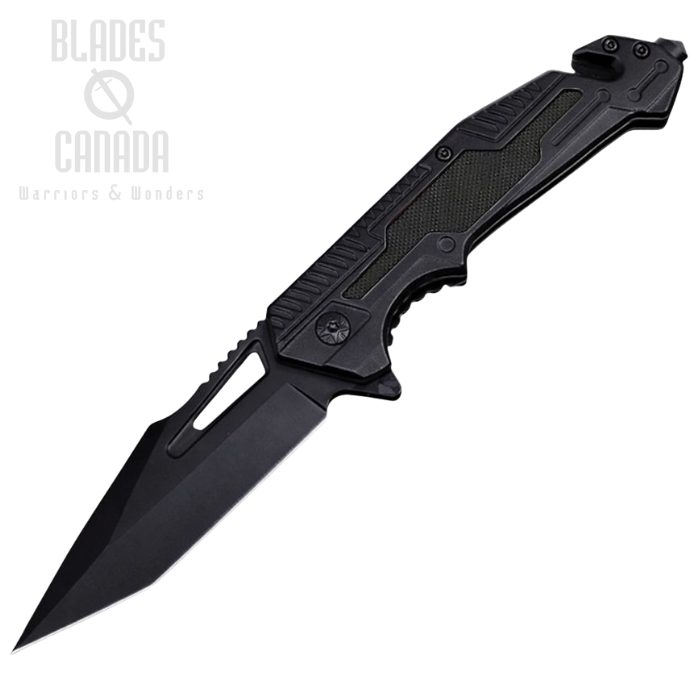 (image for) ElitEdge Rescue Flipper Folding Knife, Assisted Opening, 440C Black, Stainless Black/G10, 10-A117BKG10