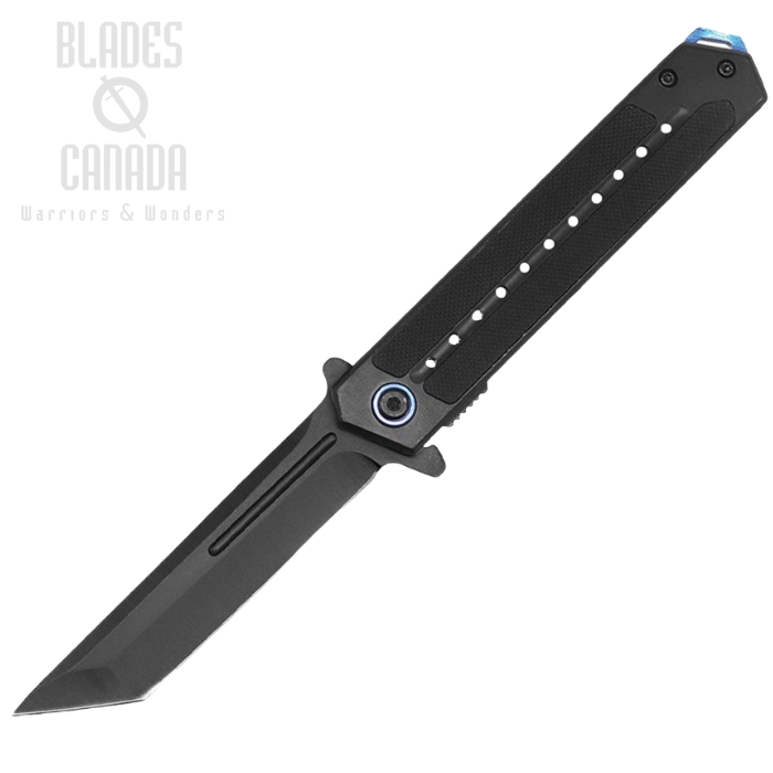 (image for) ElitEdge Flipper Folding Knife, Assisted Opening, Stainless Black, Stainless/G10 Black, 10-A131BBLT