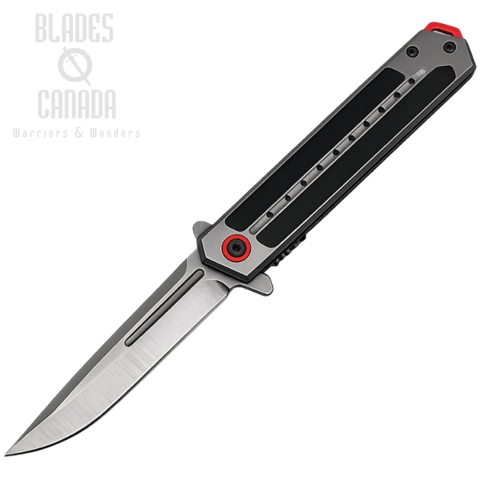 (image for) ElitEdge Flipper Folding Knife, Assisted Opening, Stainless, Stainless/G10 Black w/Red Accents, 10-A131GYRC