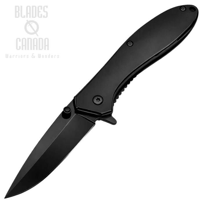 (image for) ElitEdge Flipper Folding Knife, Stainless Black Blade/Handle, 10-A28BK