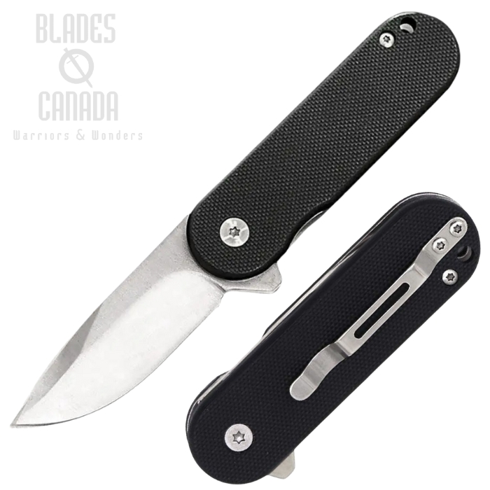 ElitEdge Flipper Folding Knife, Stainless Satin, G10 Black, EE10B011BK