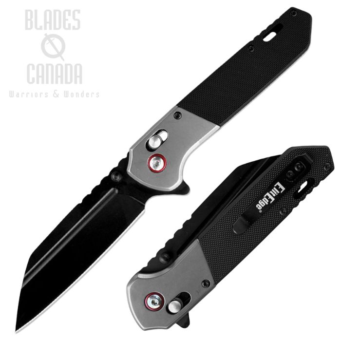 (image for) ElitEdge Flipper Axis Lock Folding Knife, Black Blade, G10 Black, EE10B021BG10