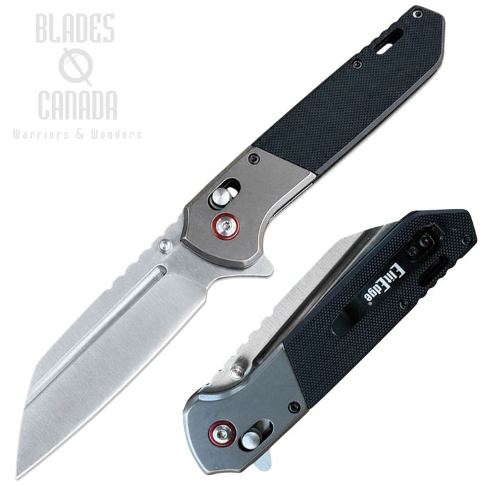 (image for) ElitEdge Flipper Axis Lock Folding Knife, Satin Blade, G10 Black, EE10B021SG10