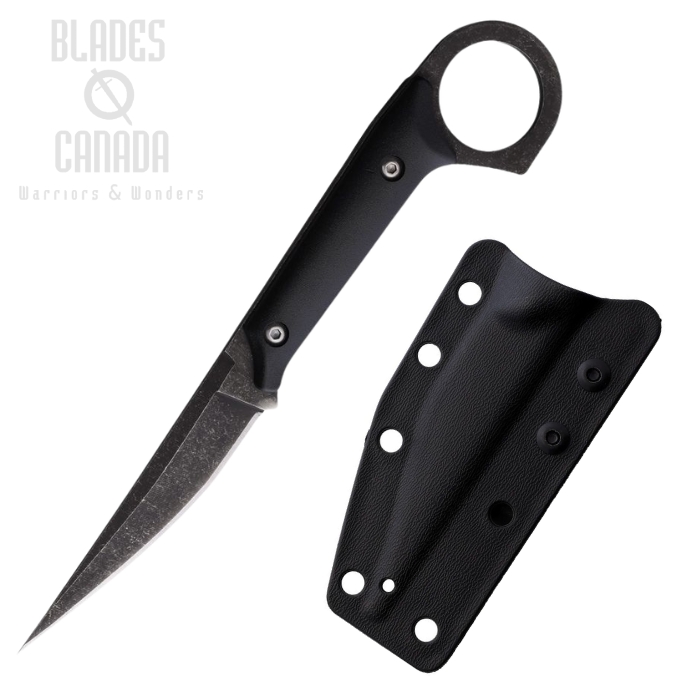 (image for) ElitEdge Fixed Blade Knife, 440 Stainless Black, Synthetic Black Handle, Black Sheath, 20-691BK