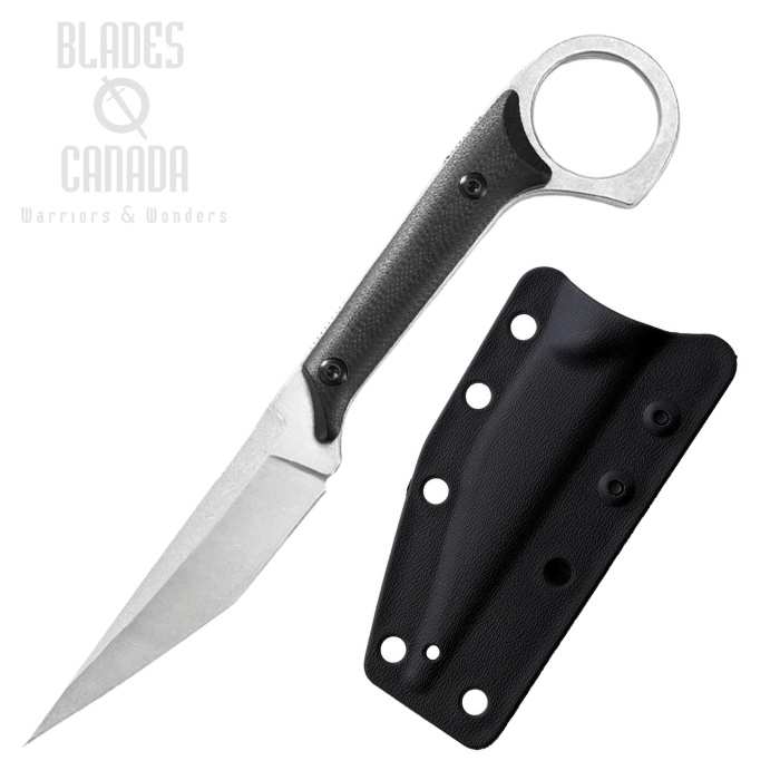 (image for) ElitEdge Fixed Blade Knife, 440 Stainless Satin, Synthetic Black Handle, Black Sheath, 20-691SL