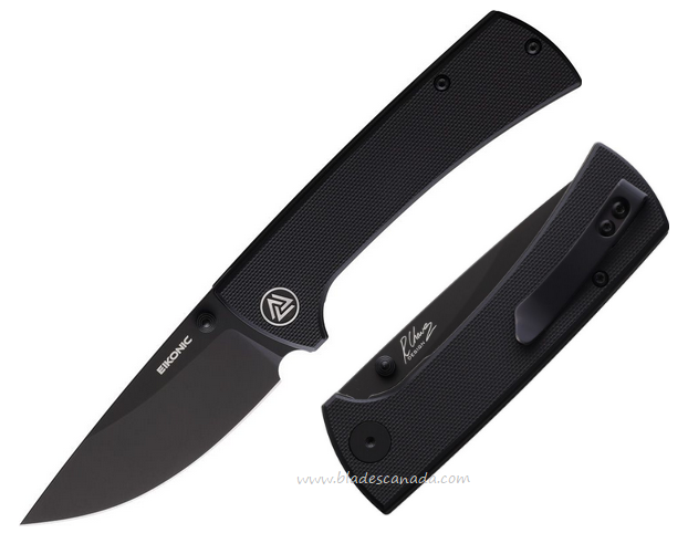 Eikonic RCK9 Folding Knife, D2 Black PVD, G10 Black, EKC100BB