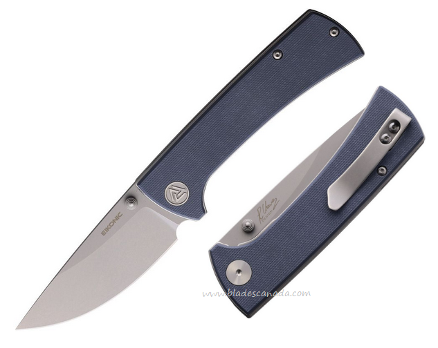 Eikonic RCK9 Folding Knife, D2 Stonewash, G10 Blue, EKC100SGY