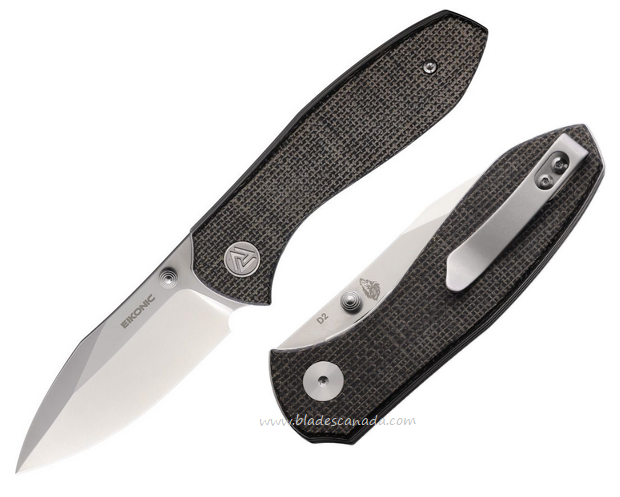 Eikonic Kasador Folding Knife, D2 Satin, Micarta Black, EKC331SB