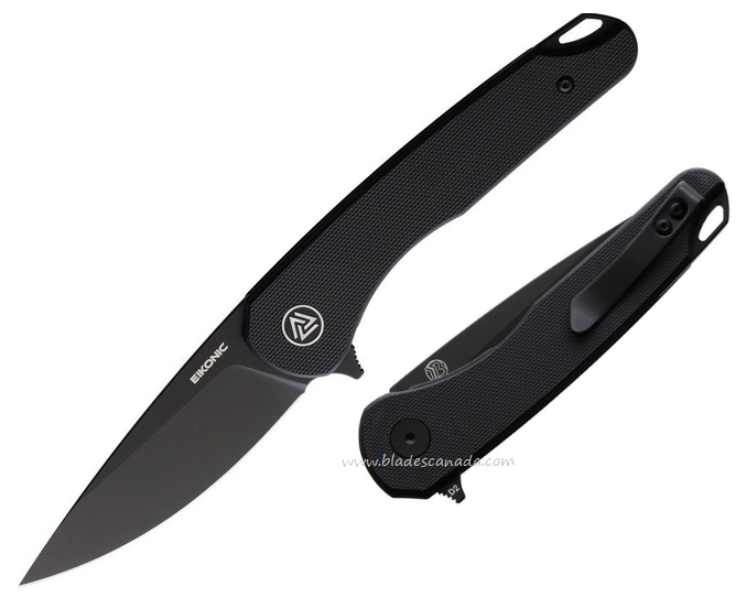 Eikonic Dromas Folding Knife, D2 Black PVD, G10 Black, EKC440BB