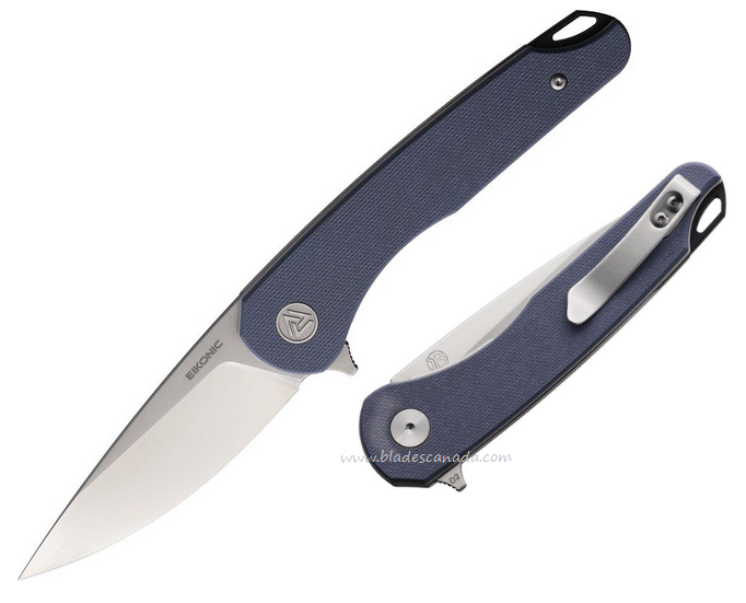 Eikonic Dromas Folding Knife, D2 Satin, G10 Blue-Gray, EKC440SSGY