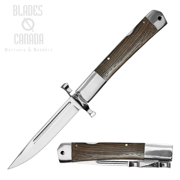 ElitEdge Lockback Folding Knife, Stainless Satin, Wood Handle, EE10001DW