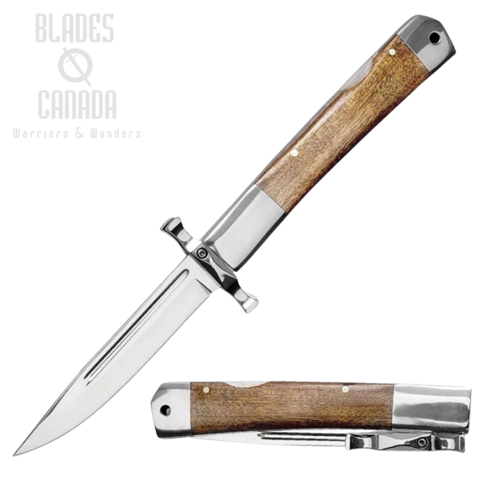 ElitEdge Lockback Folding Knife, Stainless Satin, Maple Wood, EE10001LW