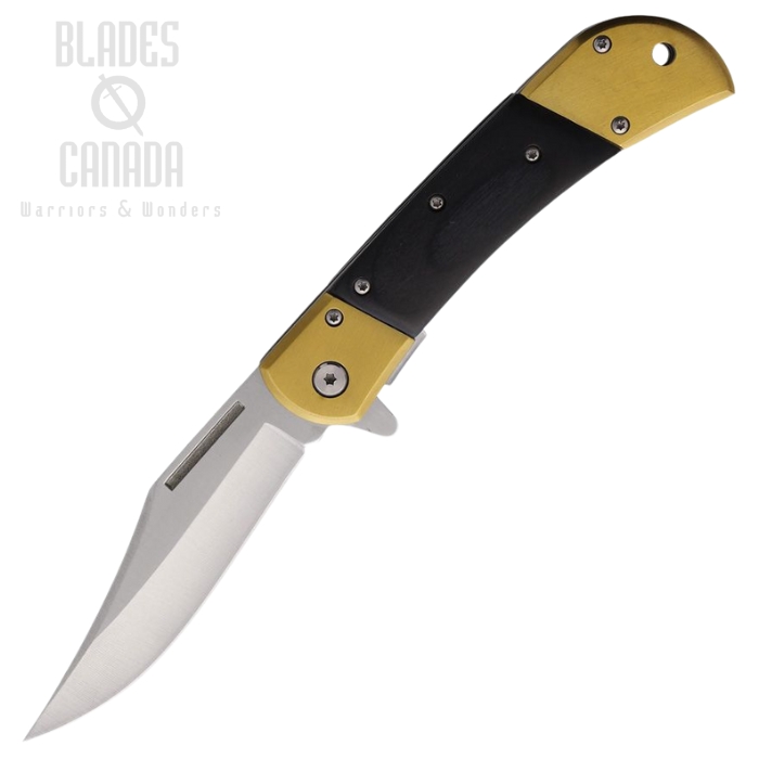 ElitEdge Flipper Folding Knife, Assisted Opening, Stainless Satin, Wood Handle, EE10009GB