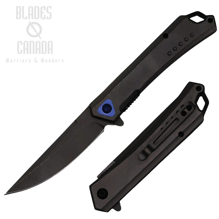 ElitEdge Flipper Folding Knife, Assisted Opening, Stainless Black, 10A83SBK