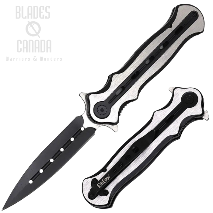 ElitEdge Flipper Folding Knife, Assisted Opening, Stainless Two-Tone, 10B010BS