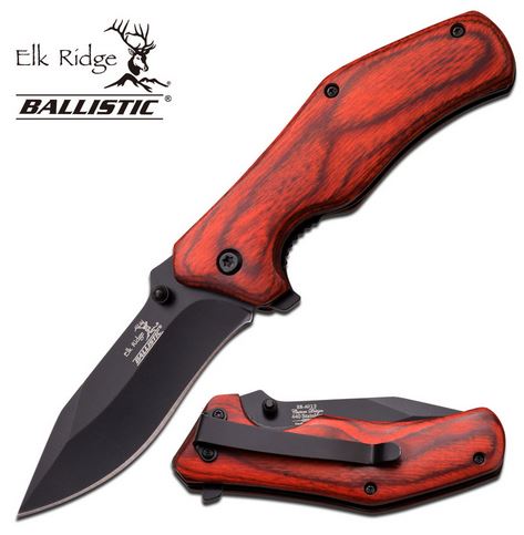 Elk Ridge ERA013PW Flipper Folding Knife, Assisted Opening, Pakkawood