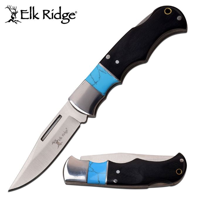 Elk Ridge Knives Nail Nick Folder, Pakkawood, ER943BL