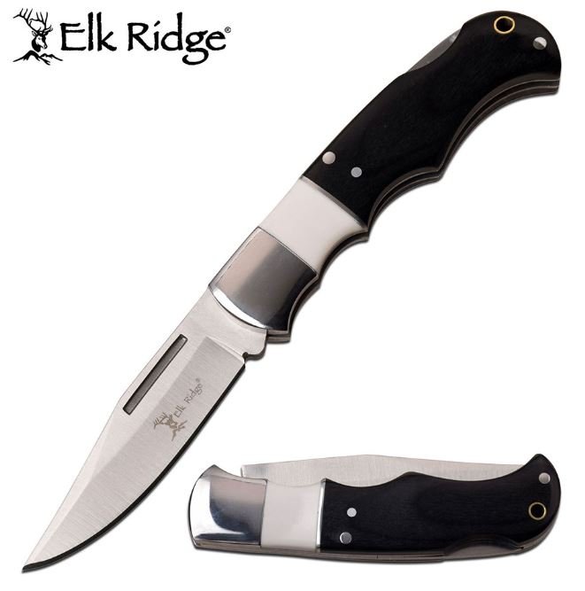 Elk Ridge Knives Nail Nick Folder, Black Pakkawood, ER943WH