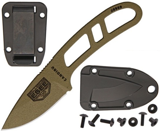 ESEE Candiru Fixed Blade Knife w/Kit, 1095HC Dark Earth, ESCANDEKIT