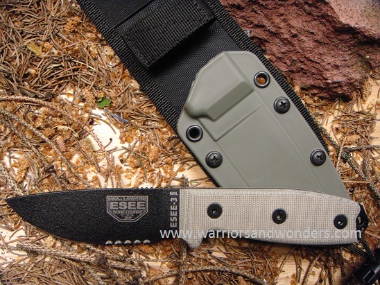 ESEE 3MIL-S Fixed Blade Knife, 1095 Carbon, Micarta, OD Nylon Sheath w/MOLLE - Click Image to Close