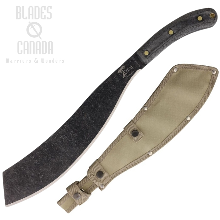 Esee El Deguello Machete Knife, 1075HC Black Stonewash, Micarta Black, Tan Belt Sheath