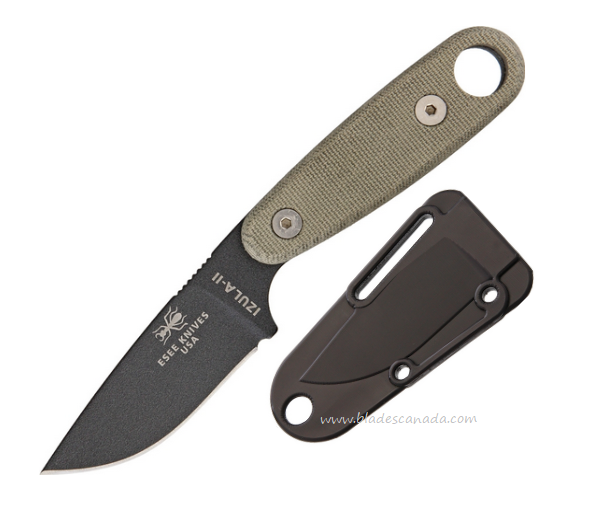 ESEE Izula II Tactical Fixed Blade Knife, 1095HC Gunsmoke Grey, Micarta, ESIZ2TG