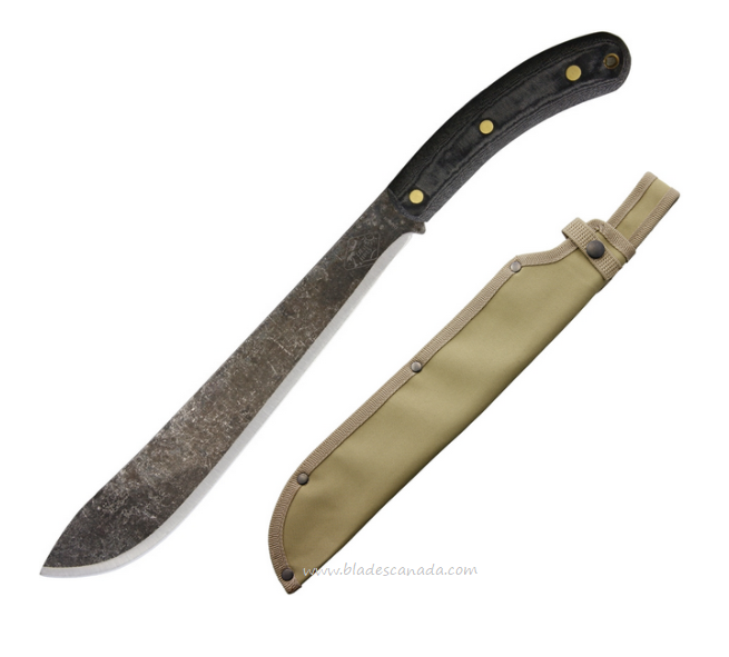 ESEE Darien Fixed Blade Machete, 1075HC, Micarta Black, Tan Sheath