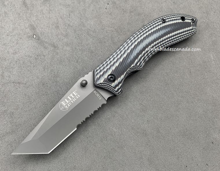 Elite Tactical Flipper Folding Tanto Knife, Micarta Handle, Assisted Opening, ETA1023SO