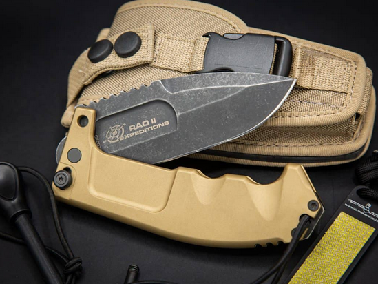 Extrema Ratio RAO II Expeditions Folding Knife, N690 Dark Stone, Aluminum Desert