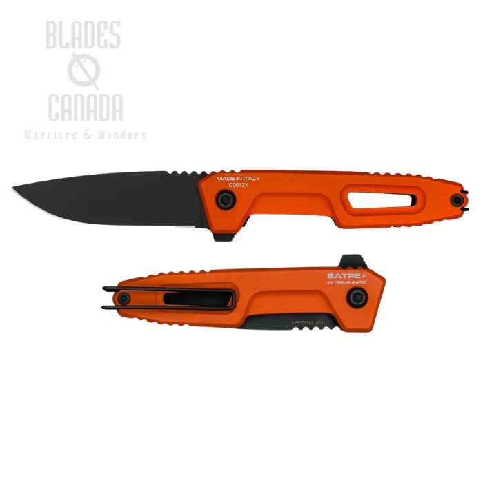 (image for) Extrema Ratio Satre F Flipper Folding Knife, Nitrogen Black, Aluminum Orange