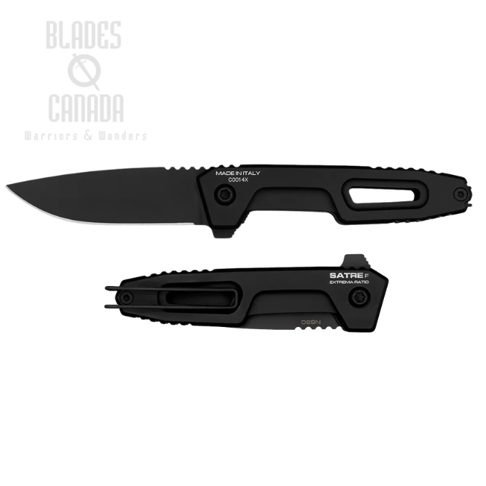 (image for) Extrema Ratio Satre F Flipper Folding Knife, N690 Black, Aluminum Black