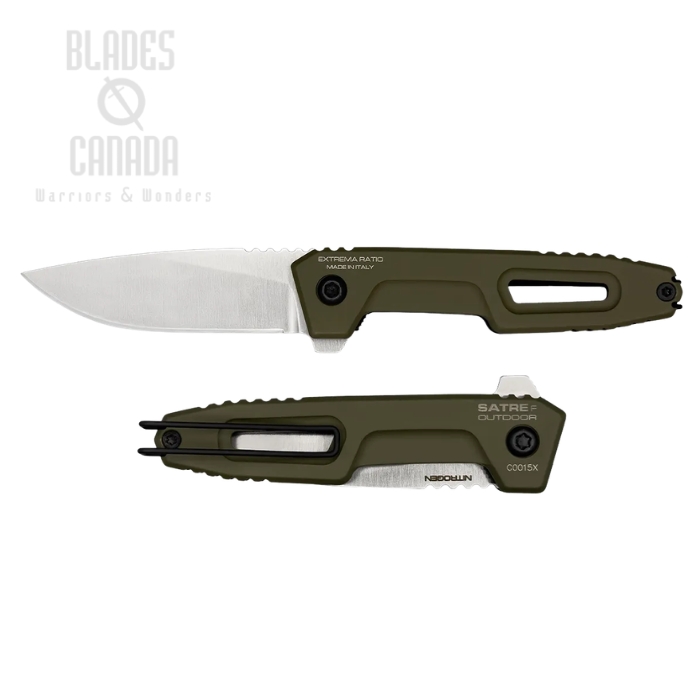 (image for) Extrema Ratio Satre F Outdoor Flipper Folding Knife, Nitrogen Satin, Aluminum Green