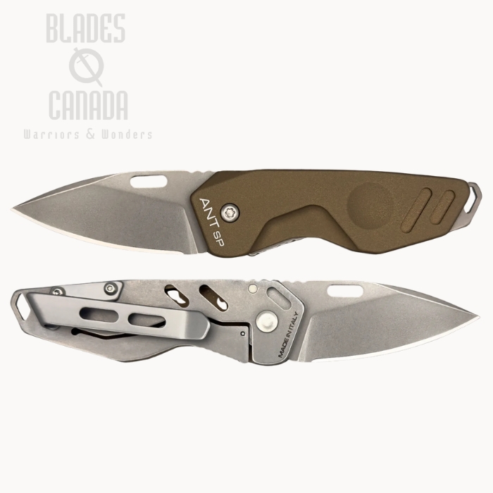 (image for) Extrema Ratio Ant SP Tactical Framelock Folding Knife, N690 Stonewash, Aluminum Mud Stone