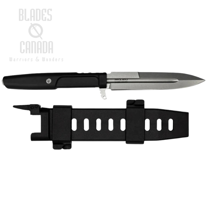 Extrema Ratio Requiem Fixed Blade Knife, M390 Black SW, Forprene Black, Molle Sheath