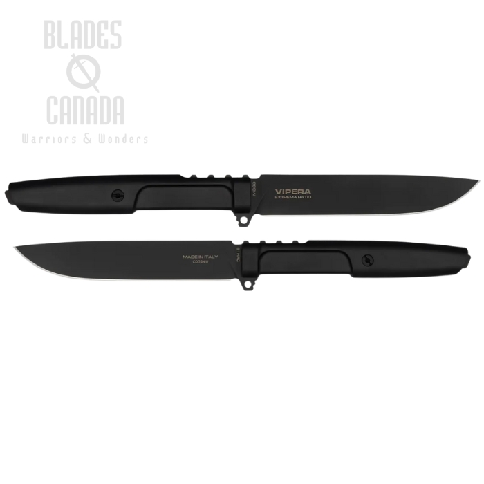 Extrema Ratio Vipera Total Fixed Blade Knife, M390 Black, Forprene Black, Nylon Sheath