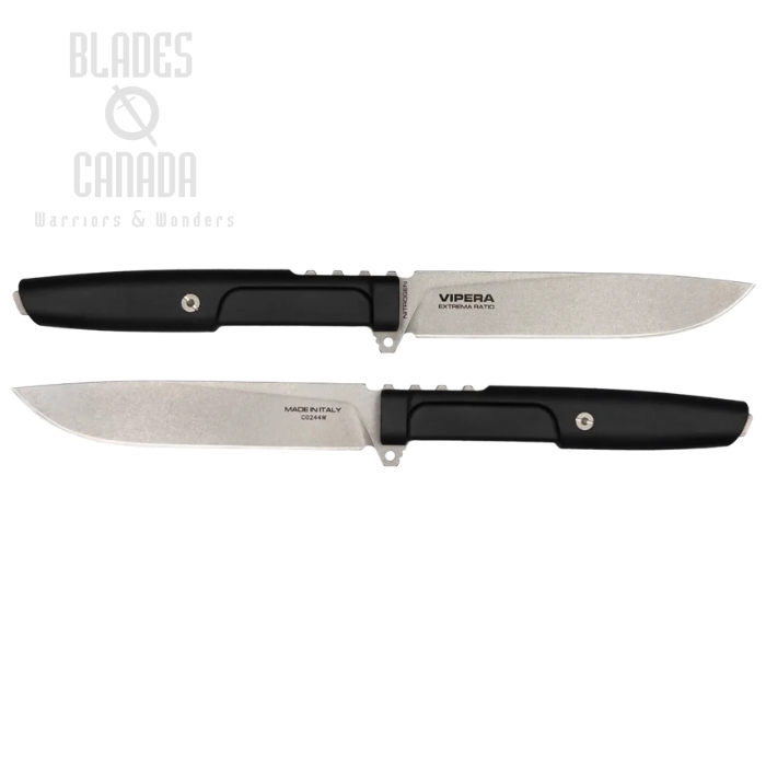 Extrema Ratio Vipera Total Fixed Blade Knife, Nitrogen Steel, Forprene Black, Nylon Sheath