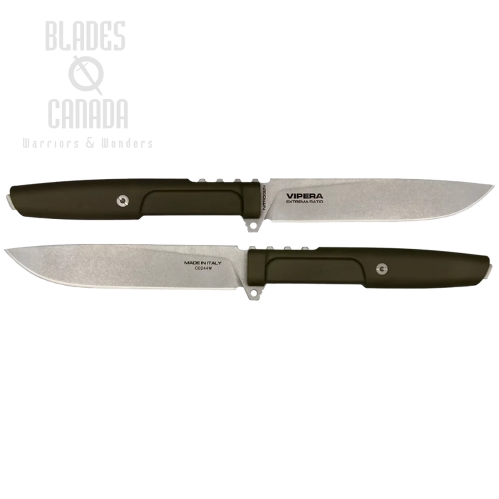Extrema Ratio Vipera Total Fixed Blade Knife, Nitrogen Steel, Forprene Ranger Green, Nylon Sheath