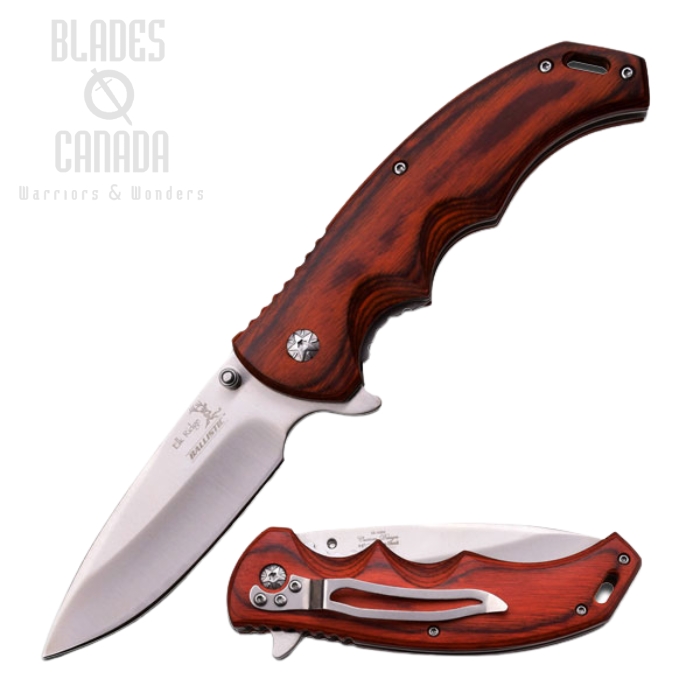 (image for) Elk Ridge ERA004SW Folding Knife, Assisted Opening, Brown Pakkawood