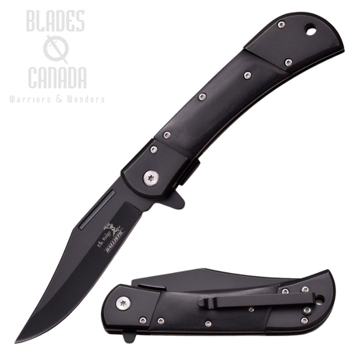 (image for) Elk Ridge ERA009BK Black Wood Folder, Black Blade, Assisted Opening