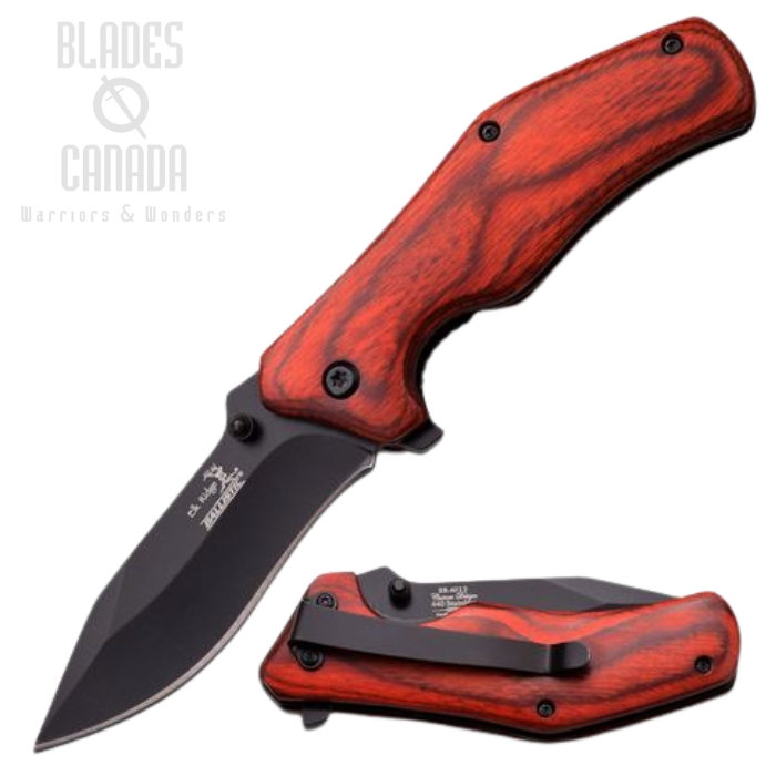 (image for) Elk Ridge ERA013PW Flipper Folding Knife, Assisted Opening, Pakkawood