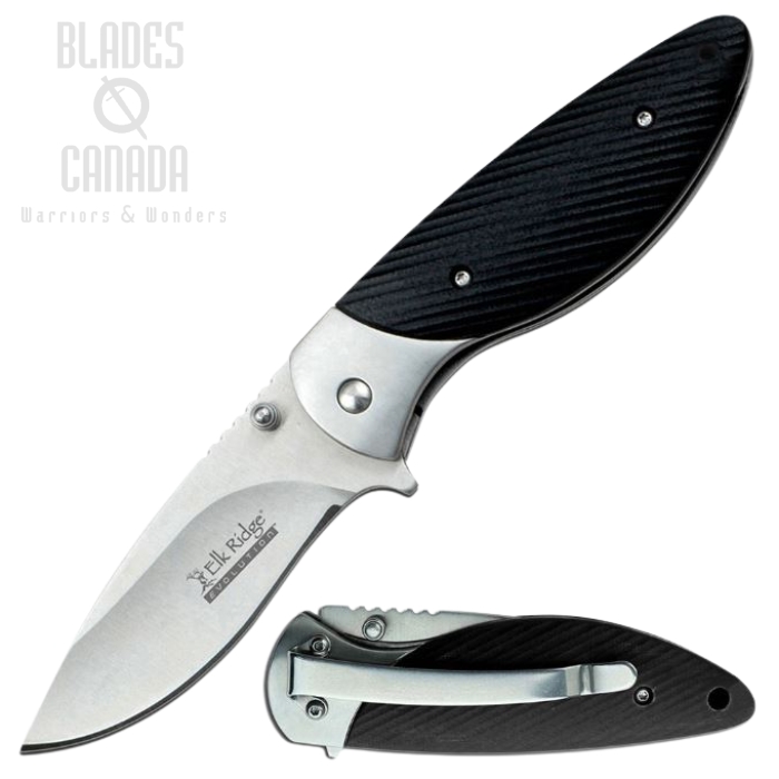 (image for) Elk Ridge Knives Evolution Linerlock Flipper Folding Knife, Black G10, ERA957BK