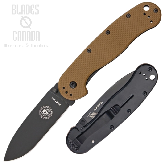 (image for) ESEE Avispa Framelock Folding Knife, AUS 8, GFN Coyote/Stainless, BRK1301CBB