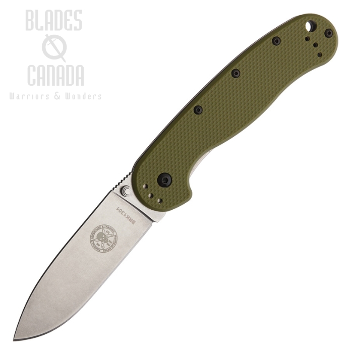 (image for) ESEE Avispa Framelock Folding Knife, D2 Steel, GFN OD Green/Stainless, BRK1302OD