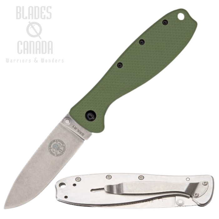 (image for) ESEE Zancudo Framelock Folding Knife, AUS 8A, GFN OD Green/Stainless, BRKR1OD