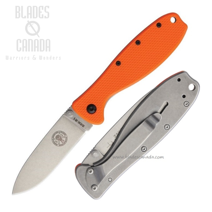 (image for) ESEE Zancudo Framelock Folding Knife, AUS 8A, GFN Orange/Stainless, BRKR1OR