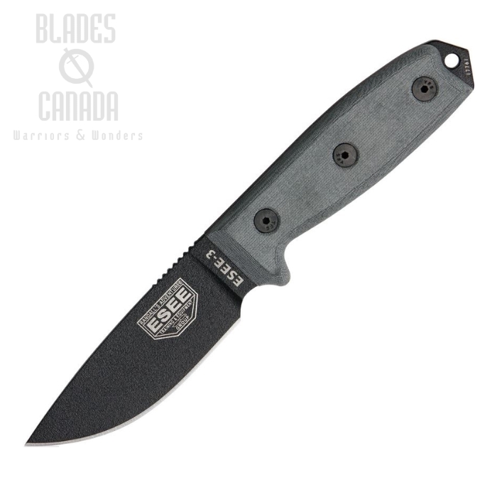 (image for) ESEE 3P-B Fixed Blade Knife, 1095 Carbon, Micarta Handle, Molded Sheath, 3PB
