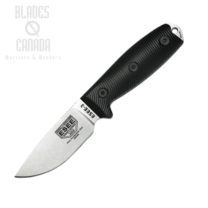 (image for) ESEE 3PM-35V001 Fixed Blade Knife, S35VN, G10 3D Black, Molded Sheath, 3PM35V-001